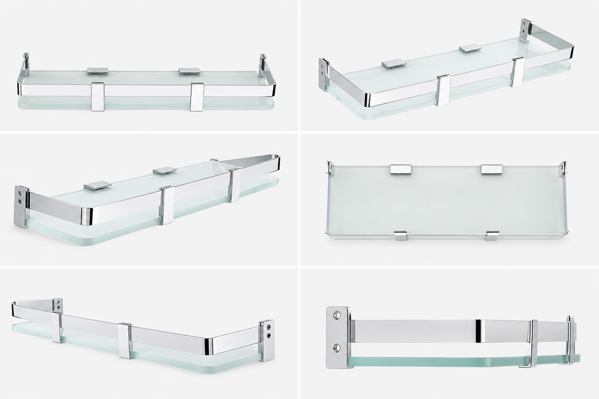 Modern Glass Wall Shelf Rectangle Floating Bathroom & Home Storage Rack-VMAC