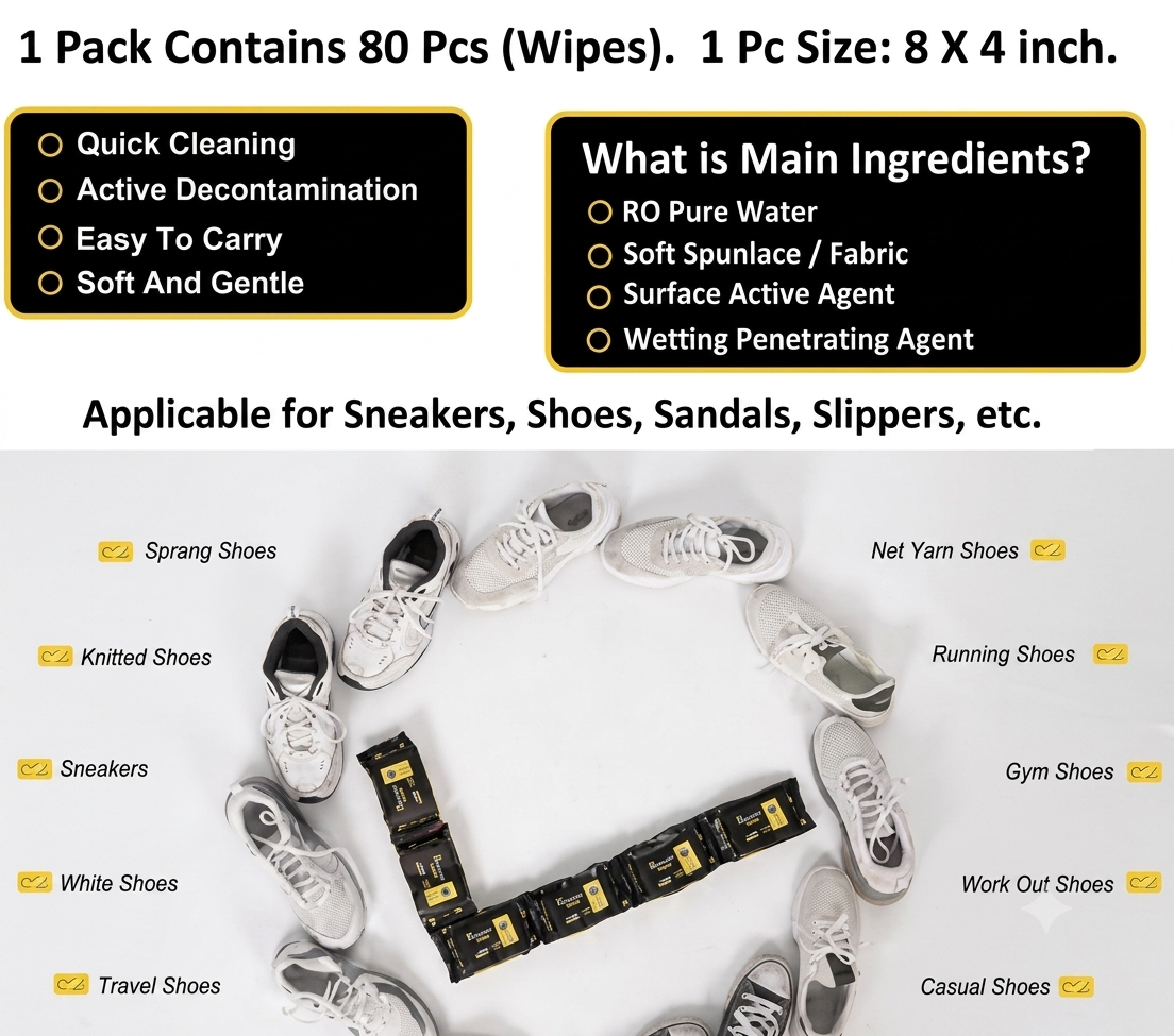 Shoe Cleaning Wipes-2 Packs of 160 - Portable Sneakers Wipes Quickly Remove Dirt & Stains