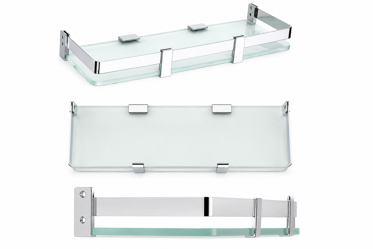 Modern Glass Wall Shelf Rectangle Floating Bathroom & Home Storage Rack-VMAC