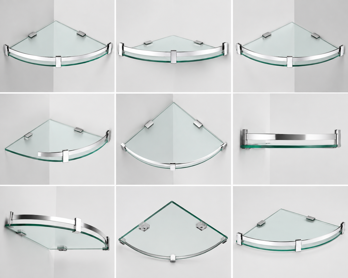 Corner Glass Wall Steel Shelf VMAC