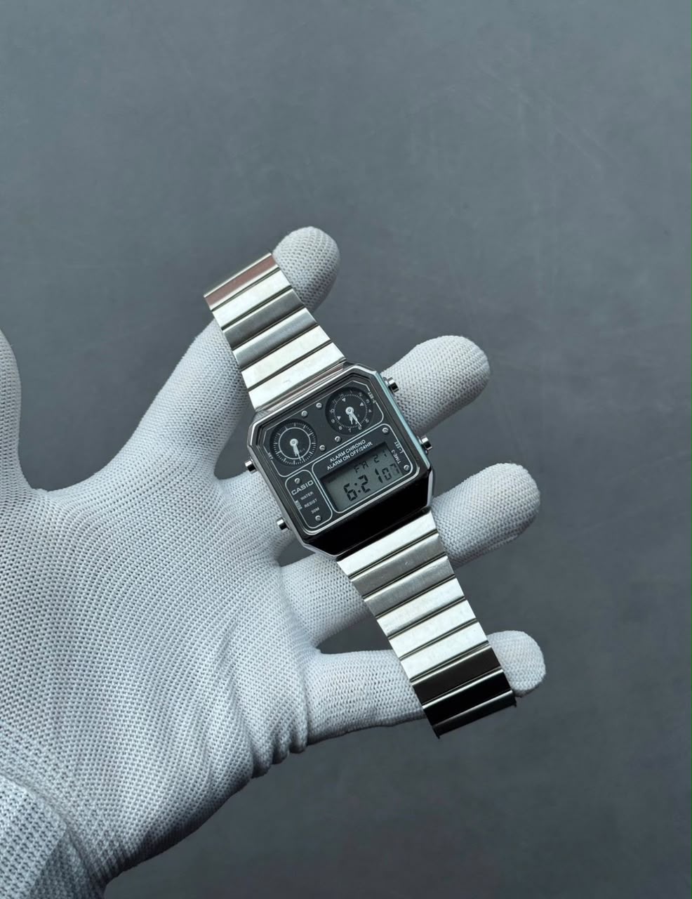 CASIEO Vintage Analog Digital Stainless Steel Watch
