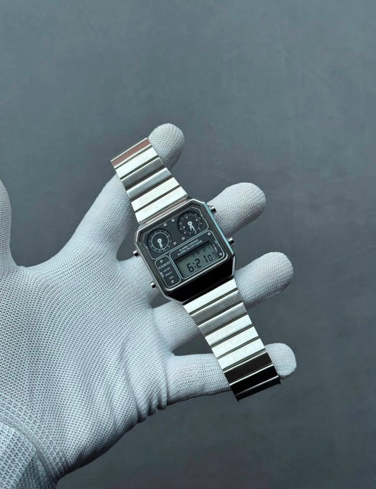 CASIEO Vintage Analog Digital Stainless Steel Watch